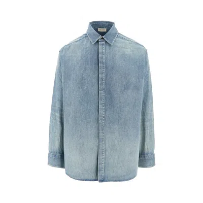 Fear Of God Light Blue Shirt With Faded Denim Effect In Blue