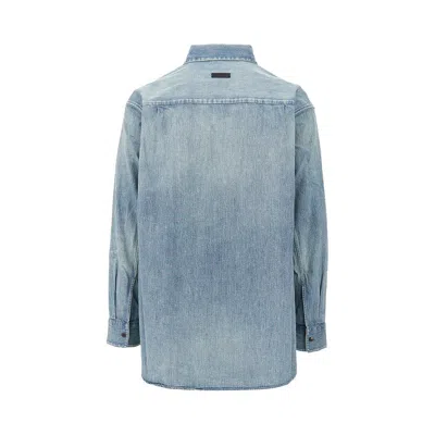 Fear Of God Light Blue Shirt With Faded Denim Effect In Blue