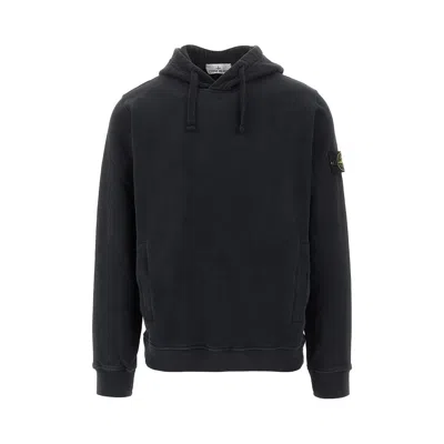 Stone Island Organic Cotton Hoodie With Hood In Black