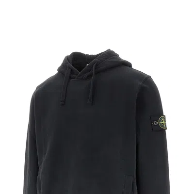 Stone Island Organic Cotton Hoodie With Hood In Black