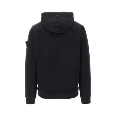 Stone Island Organic Cotton Hoodie With Hood In Black