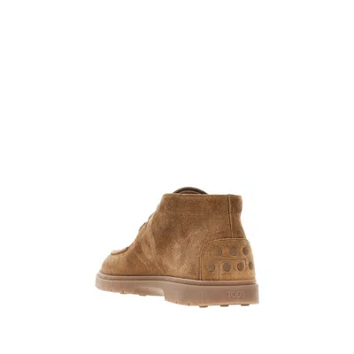 Tod's Leather Ankle Boots Suitable For Desert Terrain In Brown