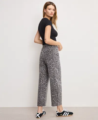 Good American Good Standard Barrel Jeans In Gray Lucky Leopard In Animal Print
