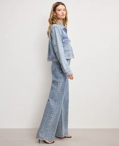 Good American Good Skate Wide Crystal Jeans In Indigo1070 In Blue