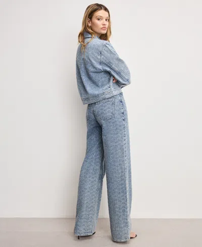 Good American Good Skate Wide Crystal Jeans In Indigo1070 In Blue