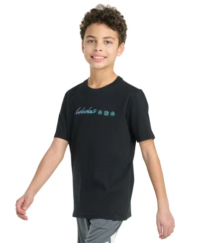 Adidas Originals Big Boys Short Sleeve Football Helmet T-shirt In Black