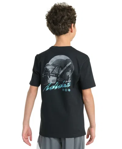 Adidas Originals Big Boys Short Sleeve Football Helmet T-shirt In Black