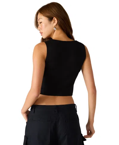 Steve Madden Carmella Women's Double Breasted Sleeveless Tuxedo Top In Black