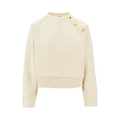 Pinko Crewneck Sweatshirt With Buttons In White