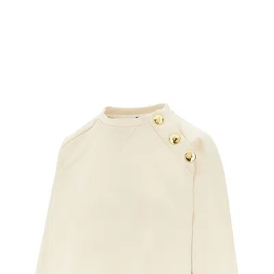 Pinko Crewneck Sweatshirt With Buttons In White