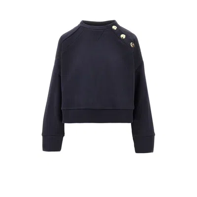 Pinko Crewneck Sweatshirt With Buttons In Blue