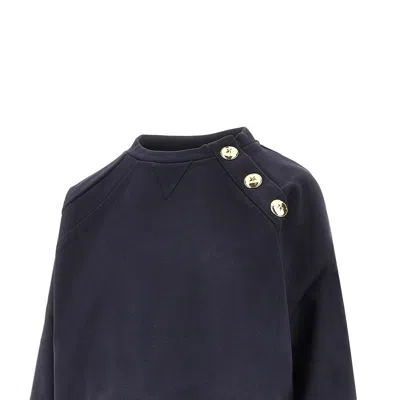 Pinko Crewneck Sweatshirt With Buttons In Blue