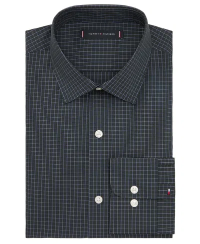 Tommy Hilfiger Men's Flex Regular Fit Dress Shirt In Black