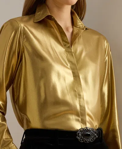 Ralph Lauren Petite Long Sleeve Shirt In Gold