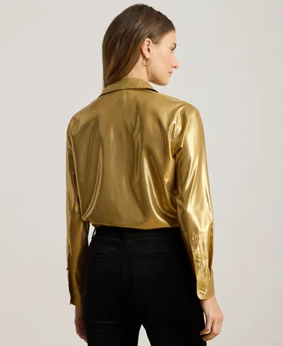Ralph Lauren Petite Long Sleeve Shirt In Gold