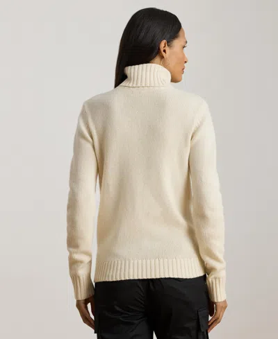 Ralph Lauren Embroidered-logo Wool-blend Turtleneck In White