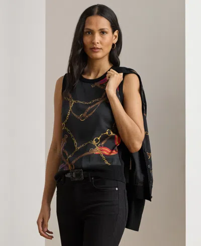 Ralph Lauren Women's Belting-print Sleeveless Sweater Top In Multi
