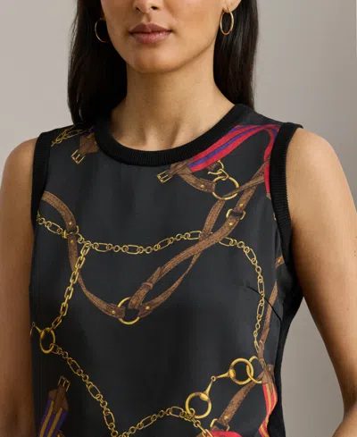 Ralph Lauren Women's Belting-print Sleeveless Sweater Top In Multi