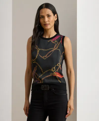 Ralph Lauren Women's Belting-print Sleeveless Sweater Top In Multi