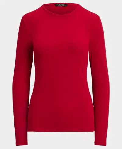 Ralph Lauren Cotton-blend Long-sleeve Top In Red