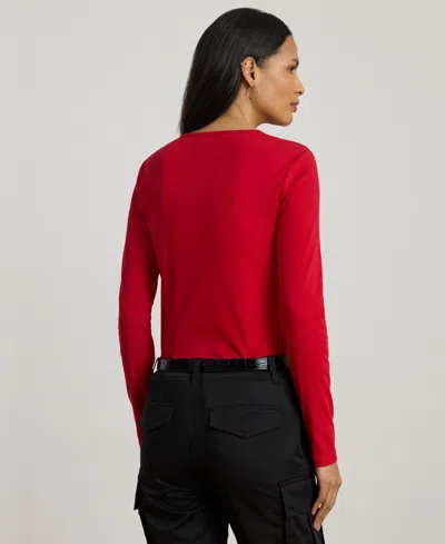 Ralph Lauren Cotton-blend Long-sleeve Top In Red