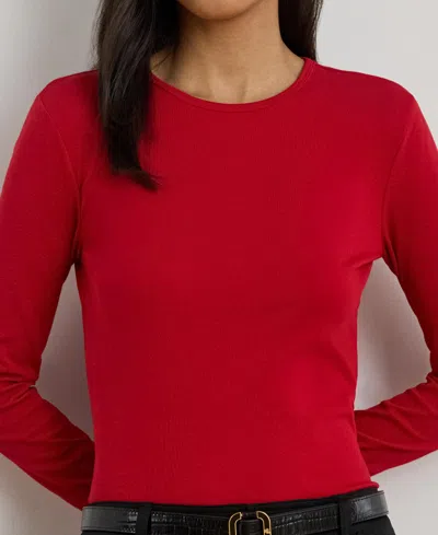 Ralph Lauren Cotton-blend Long-sleeve Top In Red