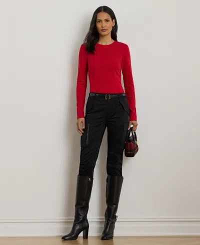 Ralph Lauren Cotton-blend Long-sleeve Top In Red