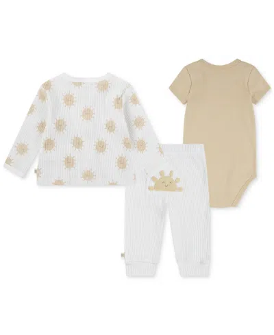 Huggies Baby Girls Turn Me Around Cotton Jacket, Bodysuit & Pants, 3-piece Set In Brown