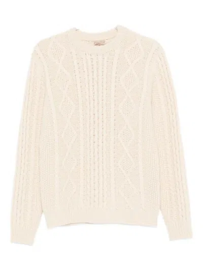 Rakki' Ivory Cable Knit Sweater With Crew Neck In Neutral
