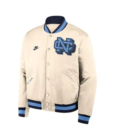 Nike Men's Tan North Carolina Tar Heels Legacy Full-snap Bomber Jacket In Brown