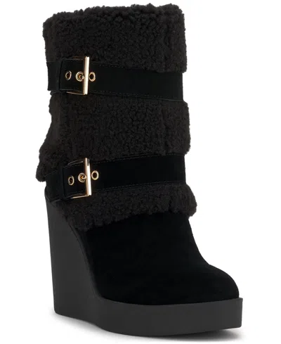 Jessica Simpson Women's Meztyn Cozy Wedge Booties In Black