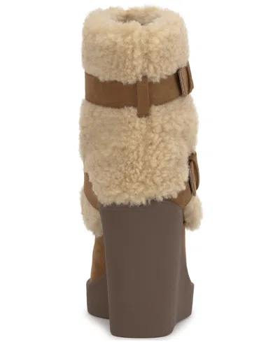 Jessica Simpson Meztyn Faux Shearling Wedge Boot In Brown