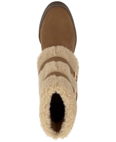 Jessica Simpson Meztyn Faux Shearling Wedge Boot In Brown