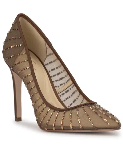 Jessica Simpson Women's Piviano Rhinestone Mesh Pumps In Brown