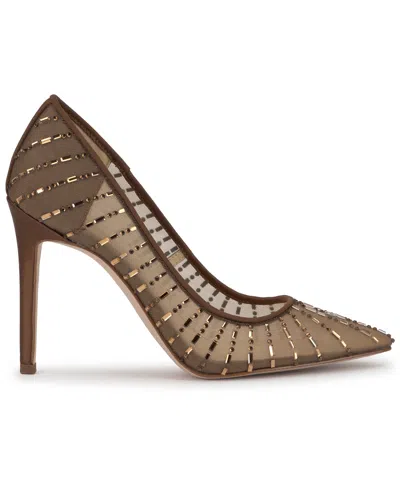 Jessica Simpson Women's Piviano Rhinestone Mesh Pumps In Brown