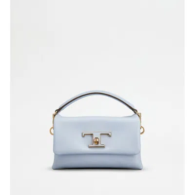 Tod's T Timeless Flap Bag In Leather Micro In Blue