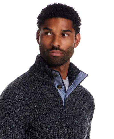 Weatherproof Vintage Shaker Rib Mock Neck Sweater In Black