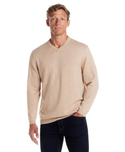 Weatherproof Vintage Men's Cotton Cashmere Holiday V-neck Sweater In Neutral