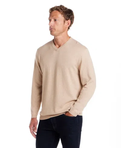 Weatherproof Vintage Men's Cotton Cashmere Holiday V-neck Sweater In Neutral