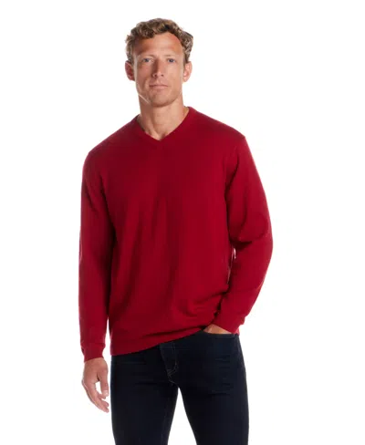 Weatherproof Vintage Men's Cotton Cashmere Holiday V-neck Sweater In Red