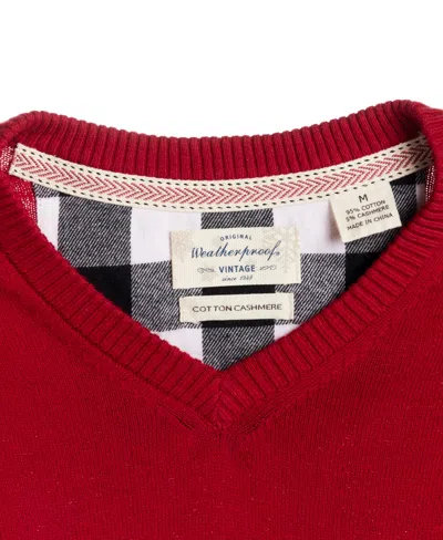 Weatherproof Vintage Men's Cotton Cashmere Holiday V-neck Sweater In Red