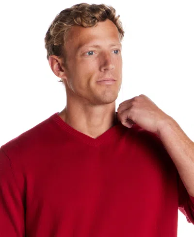 Weatherproof Vintage Men's Cotton Cashmere Holiday V-neck Sweater In Red