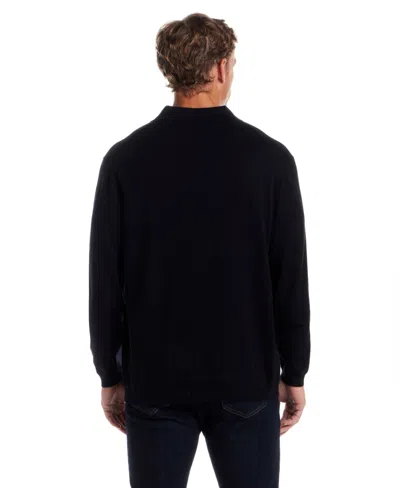Weatherproof Vintage Men's Cotton Cashmere Long Sleeve Polo Sweater In Black