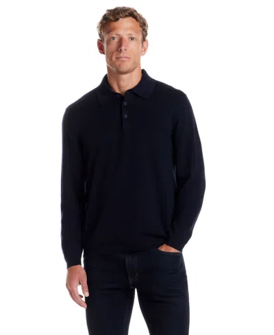 Weatherproof Vintage Men's Cotton Cashmere Long Sleeve Polo Sweater In Blue