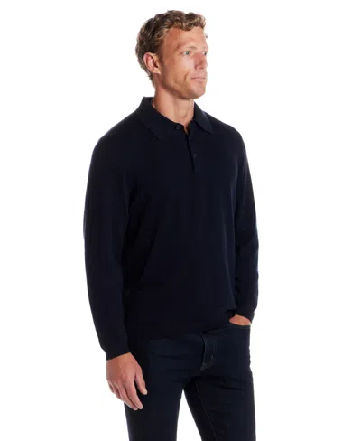 Weatherproof Vintage Men's Cotton Cashmere Long Sleeve Polo Sweater In Blue