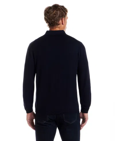 Weatherproof Vintage Men's Cotton Cashmere Long Sleeve Polo Sweater In Blue