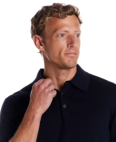 Weatherproof Vintage Men's Cotton Cashmere Long Sleeve Polo Sweater In Blue