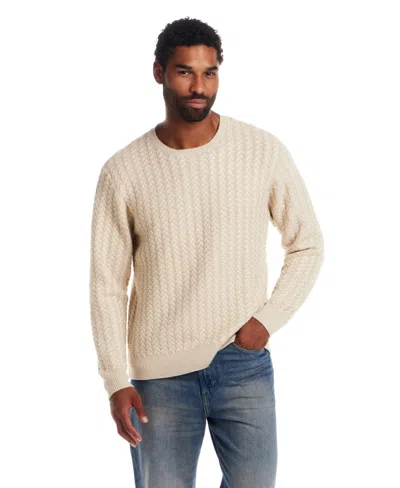 Weatherproof Vintage Men's Braided Crewneck Sweater In White