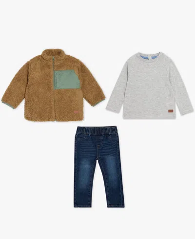 7 For All Mankind Fleece Jacket, Long Sleeve Top & Jeans Set In Multi