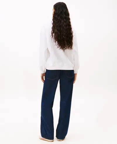 Tommy Jeans Women's Collegiate Crewneck Logo Sweatshirt In White